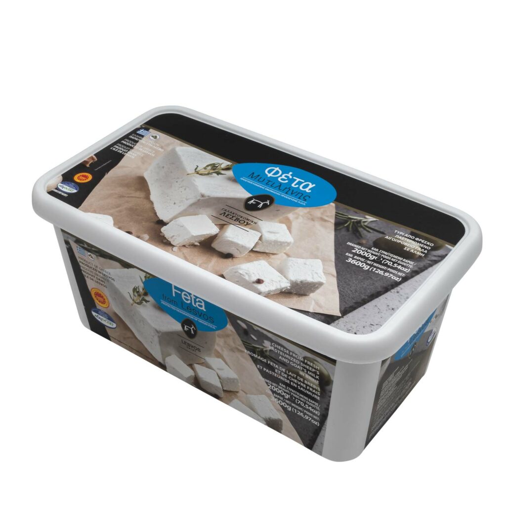 ΦΕΤΑ ΜΥΤΙΛΗΝΗΣ Π.Ο.Π. μερίδες (100gr) σε άλμη 2x2kg