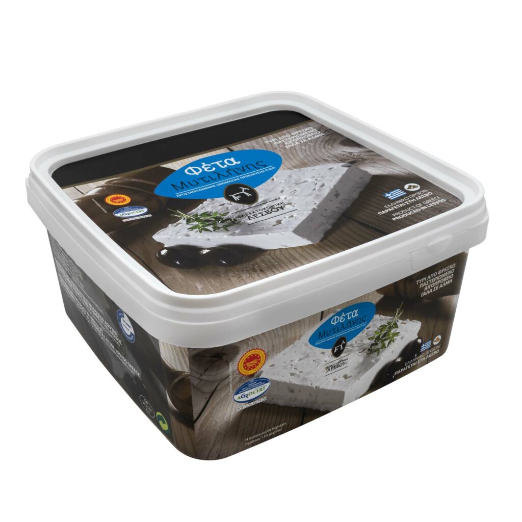 ΦΕΤΑ ΜΥΤΙΛΗΝΗΣ Π.Ο.Π. μερίδες (100gr) σε άλμη 1x4kg